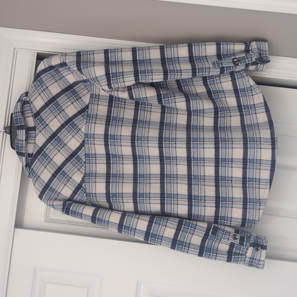 Women's blue plaid Fleece-lined Shacket - Picture 4 of 4